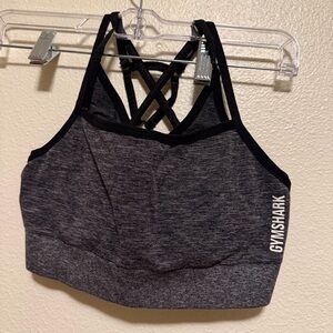 Gymshark Women's Heather Gray and Black Sports Bra